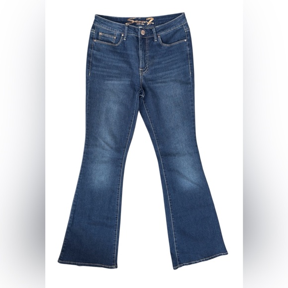 Seven7 Dark Blue Flare Jeans Size 4 - Picture 1 of 8